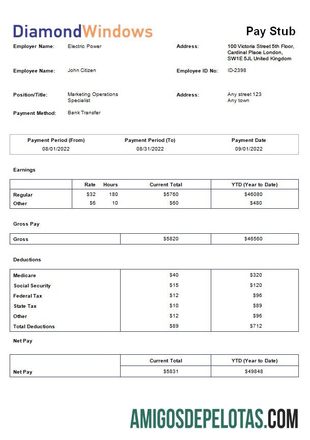 Para download Modelo de folha de pagamento de empresa de construção de janelas e portas em formatos Word e PDF